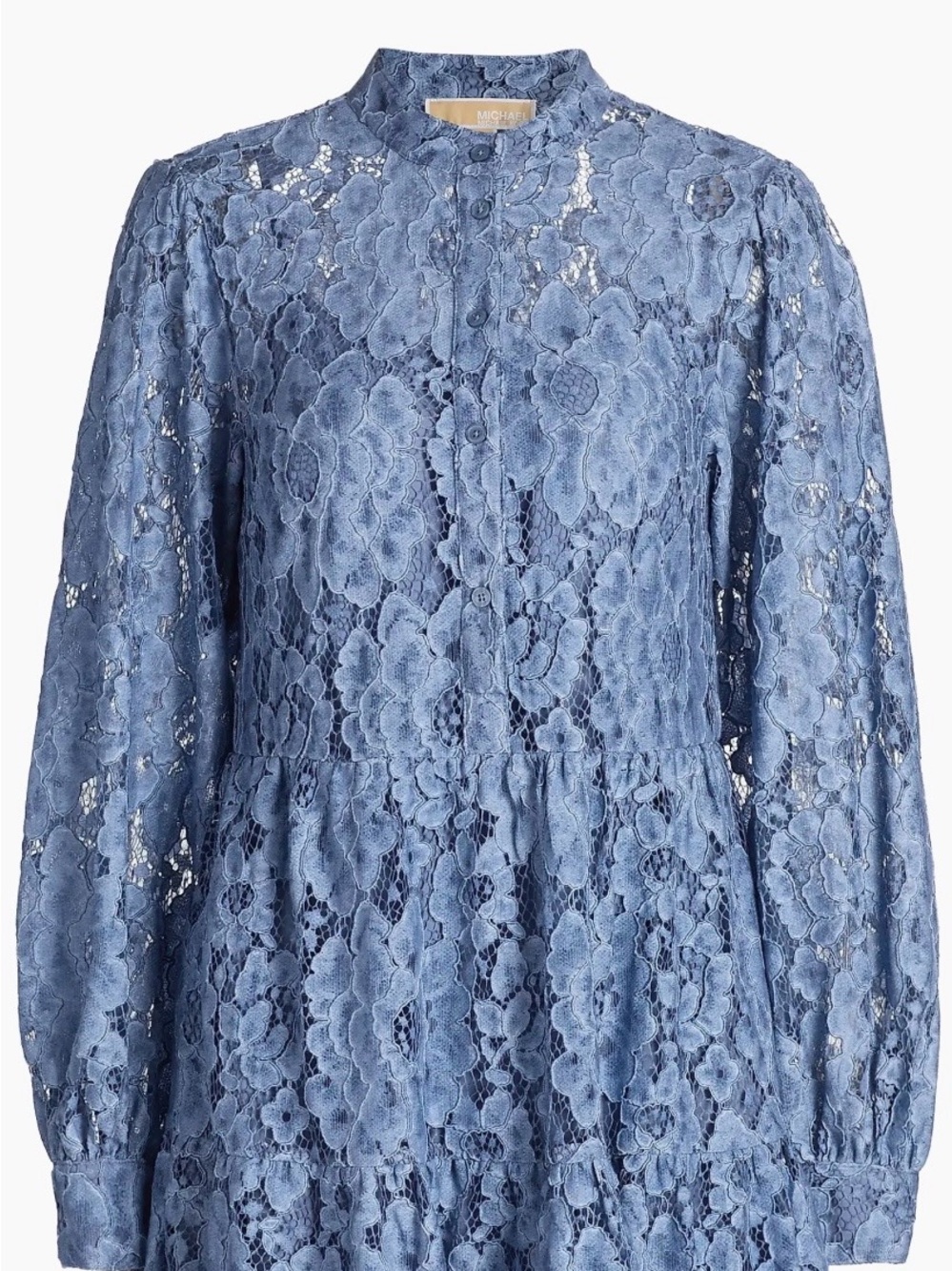 MICHAEL Michael Kors Blue Floral Lace Long-Sleeve Tiered Dress